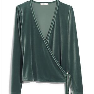 NWT Madewell Velvet Ballet Wrap Top, Size Medium